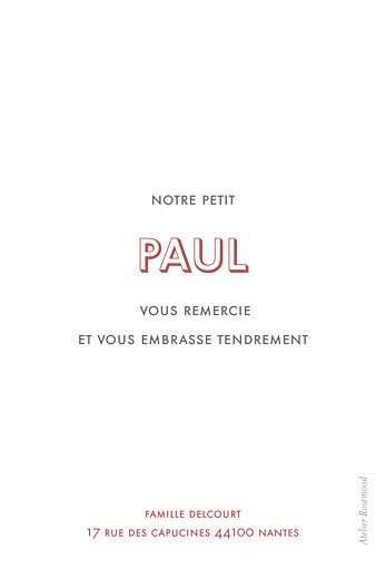Carte de remerciement Mini the photo portrait blanc - Verso Carte de remerciement Mini the photo portrait blanc - Verso
