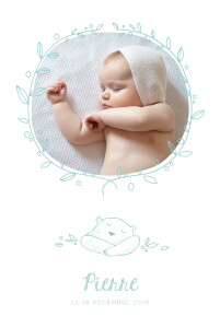 Faire-part de naissance Petit ours photo rv vert d'eau Faire-part de naissance Petit ours photo rv vert d'eau