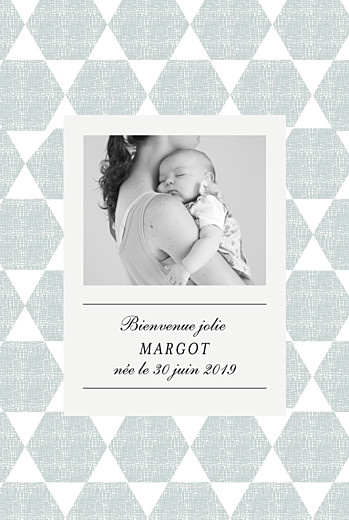 Faire-part de naissance Toile de lin portrait bleu Faire-part de naissance Toile de lin portrait bleu