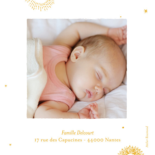 Carte de remerciement Merci Constellation photo jaune or - Verso Carte de remerciement Merci Constellation photo jaune or - Verso