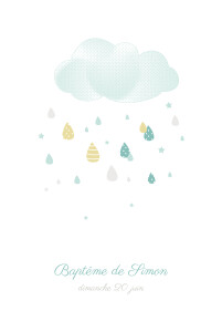 Faire-part de baptême Tombe la pluie photo bleu Faire-part de baptême Tombe la pluie photo bleu