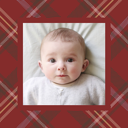 Carte de remerciement Petit tissu écossais photo rouge - Recto