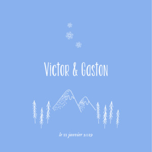 Faire-part de naissance Petites montagnes jumeaux bleu Faire-part de naissance Petites montagnes jumeaux bleu