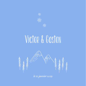 Faire-part de naissance Petites montagnes jumeaux bleu Faire-part de naissance Petites montagnes jumeaux bleu