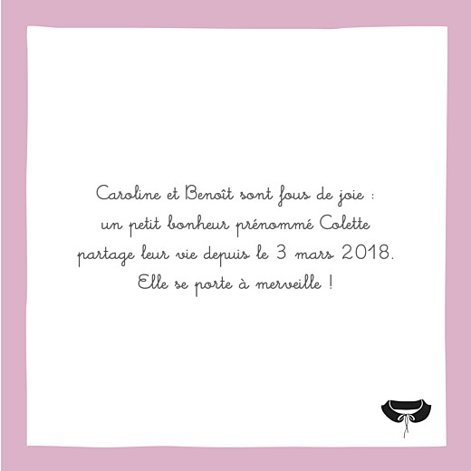 Faire-part de naissance Petite coquette (triptyque) rose Faire-part de naissance Petite coquette (triptyque) rose