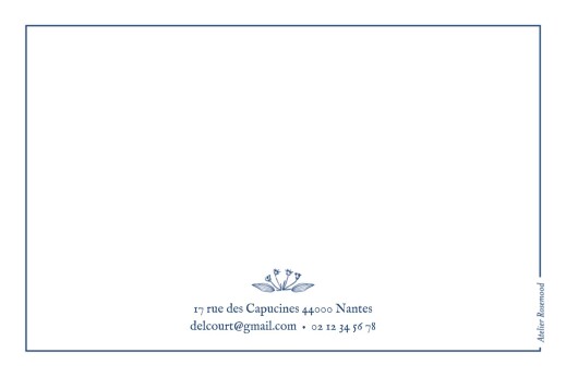 Carte de correspondance Nature chic bleu - Verso