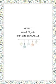 Menu de baptême Liberty origami étoiles photo mixte