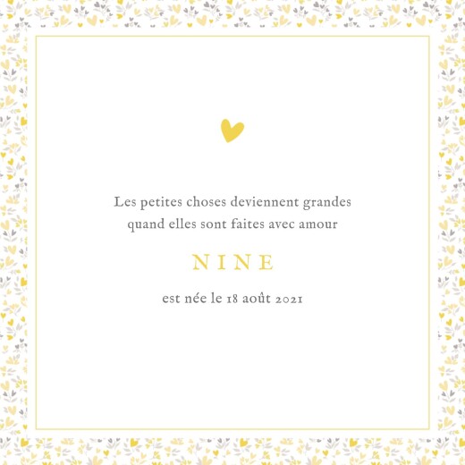 Faire-part de naissance Liberty cœurs 4 pages (dorure) jaune - Page 3 Faire-part de naissance Liberty cœurs 4 pages (dorure) jaune - Page 3
