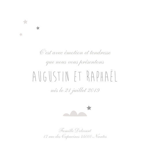 Faire-part de naissance Dans le ciel jumeaux (dorure) gris - Page 3 Faire-part de naissance Dans le ciel jumeaux (dorure) gris - Page 3