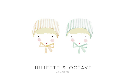 Faire-part de naissance Petits minois jumeaux photo blonds Faire-part de naissance Petits minois jumeaux photo blonds
