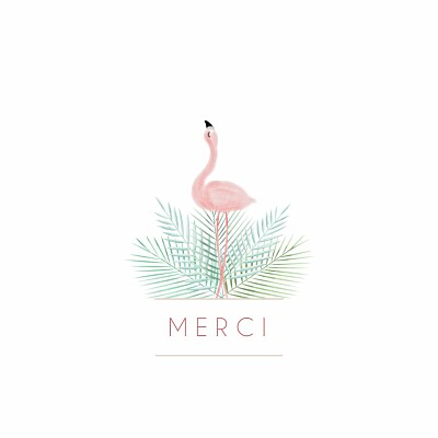 Carte de remerciement Petit flamant rose photo blanc finition Carte de remerciement Petit flamant rose photo blanc finition