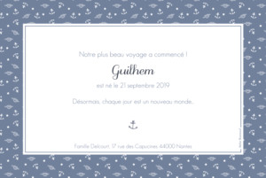 Faire-part de naissance Navy chic 1 photo bleu Faire-part de naissance Navy chic 1 photo bleu