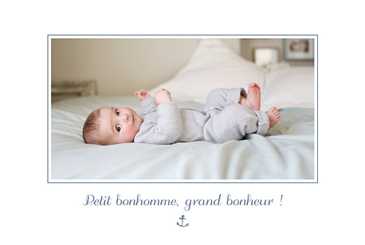 Faire-part de naissance Navy chic 1 photo bleu - Verso Faire-part de naissance Navy chic 1 photo bleu - Verso