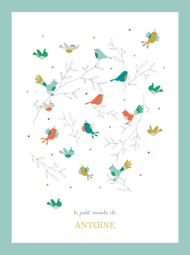 Affiche Oiseaux multicolores bleu - Vue 2