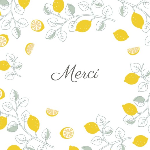 Carte de remerciement Petits citrons photo jaune - Verso