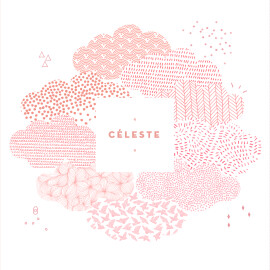 Faire-part de naissance Sur un petit nuage photo rose
