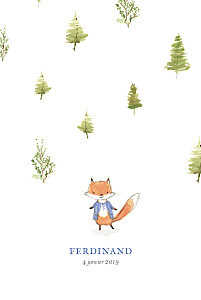 Faire-part de naissance Renard aquarelle photo rv bleu Faire-part de naissance Renard aquarelle photo rv bleu