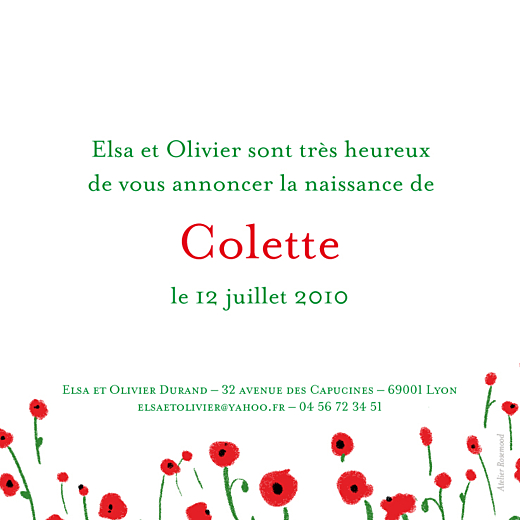 Faire-part de naissance Coquelicot blanc - Page 2 Faire-part de naissance Coquelicot blanc - Page 2