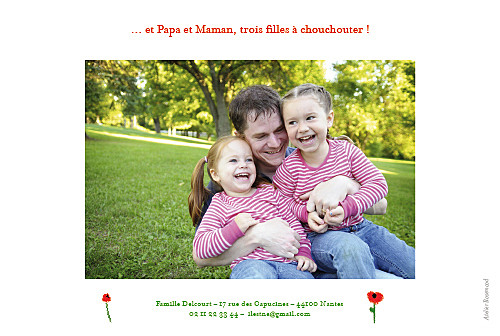 Faire-part de naissance Coquelicot 4 photos rouge Faire-part de naissance Coquelicot 4 photos rouge