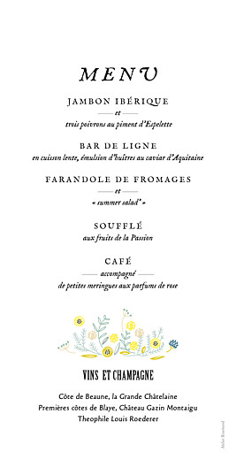 Menu de mariage Instant fleuri blanc - Verso Menu de mariage Instant fleuri blanc - Verso