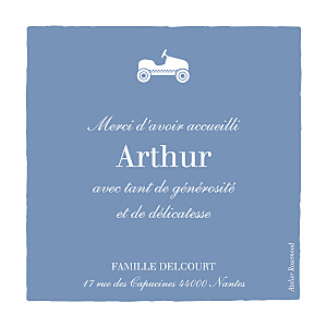 Carte de remerciement Merci petite voiture photo bleu wedgwood Carte de remerciement Merci petite voiture photo bleu wedgwood