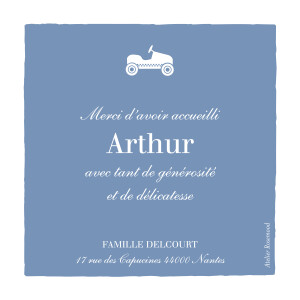 Carte de remerciement Merci petite voiture photo bleu wedgwood Carte de remerciement Merci petite voiture photo bleu wedgwood