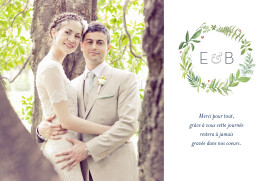 Carte de remerciement mariage Murmure de forêt paysage vert