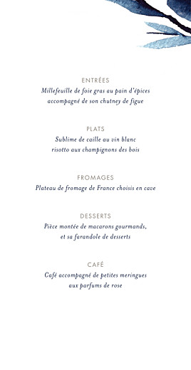 Menu de mariage Ombres florales (4 pages) bleu - Page 3 Menu de mariage Ombres florales (4 pages) bleu - Page 3