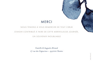 Carte de remerciement mariage Ombres florales bleu Carte de remerciement mariage Ombres florales bleu
