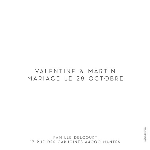 Carte de remerciement mariage Simple 1 photo (dorure) blanc - Verso Carte de remerciement mariage Simple 1 photo (dorure) blanc - Verso