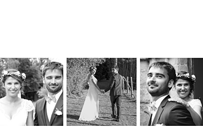 Carte de remerciement mariage Contemporain 3 photos (dorure) blanc finition Carte de remerciement mariage Contemporain 3 photos (dorure) blanc finition