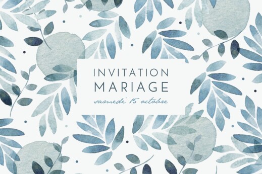 Carton d'invitation mariage Nuit d'été bleu - Recto