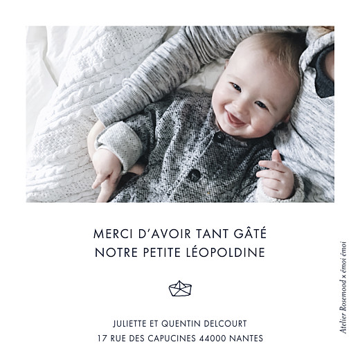 Carte de remerciement Merci émoi émoi blanc Carte de remerciement Merci émoi émoi blanc