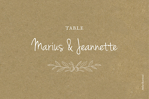 Marque-table mariage Provence Kraft - Recto Marque-table mariage Provence Kraft - Recto