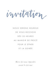 Carton d'invitation mariage Lettres d'amour bleu