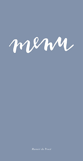 Menu de mariage Lettres d'amour bleu Menu de mariage Lettres d'amour bleu