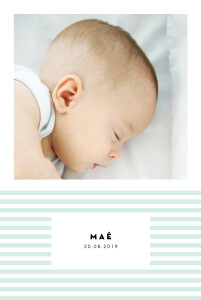 Faire-part de naissance Rayures pastel portrait vert