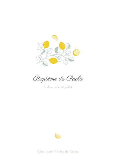 Couverture Livret de messe Citrons jaune - Page 1