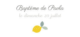 Etiquette perforée baptême Citrons jaune