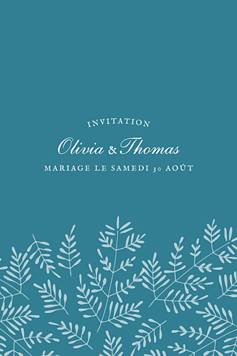 Carton d'invitation mariage Mille fougères (portrait) bleu - Page 1