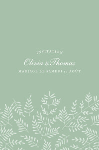 Carton d'invitation mariage Mille fougères (portrait) vert Carton d'invitation mariage Mille fougères (portrait) vert