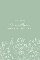 Carton d'invitation mariage Mille fougères (portrait) vert