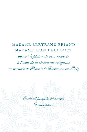 Carton d'invitation mariage Mille fougères (portrait) bleu - Verso Carton d'invitation mariage Mille fougères (portrait) bleu - Verso