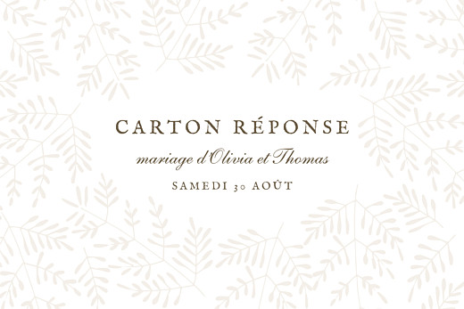 Carton réponse mariage Mille fougères beige Carton réponse mariage Mille fougères beige