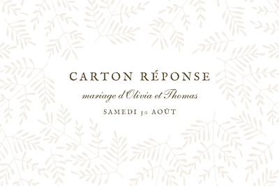 Carton réponse mariage Mille fougères beige finition Carton réponse mariage Mille fougères beige finition