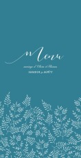 Menu de mariage Mille fougères bleu Menu de mariage Mille fougères bleu