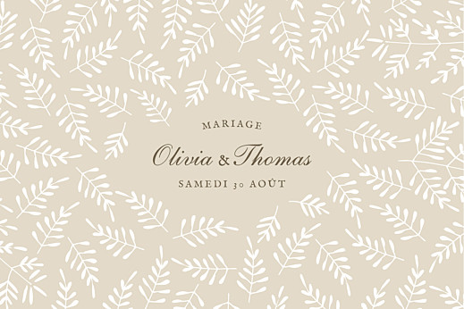 Marque-table mariage Mille fougères beige - Verso