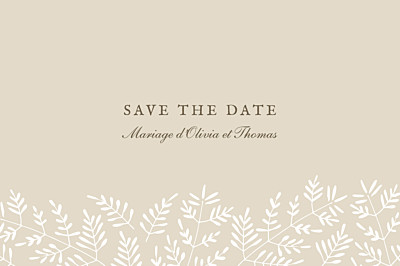 Save the Date Mille fougères beige finition Save the Date Mille fougères beige finition