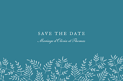 Save the Date Mille fougères bleu finition Save the Date Mille fougères bleu finition
