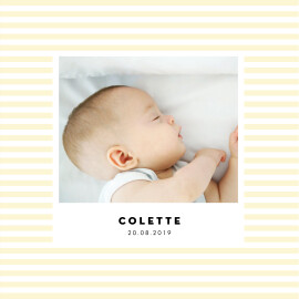 Faire-part de naissance Rayures pastel 4 pages jaune